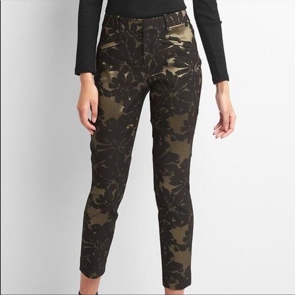 GAP Skinny Ankle Jacquard Shine Pants Black Size 6R - Picture 1 of 7